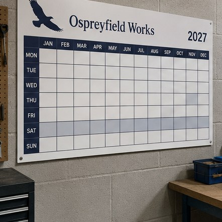 Customized calendars for manufacturing and construction